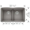 thumbnail image 7 of Blanco Ka-442074 Diamond 32" Drop In Double Basin Granite Composite Kitchen Sink -, 7 of 7
