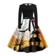 thumbnail image 3 of Vestido Estilo Camiseta Retro Con Estampado de Halloween Para Mujer | Casual, Manga Larga, Cuello Redondo, 3 of 3