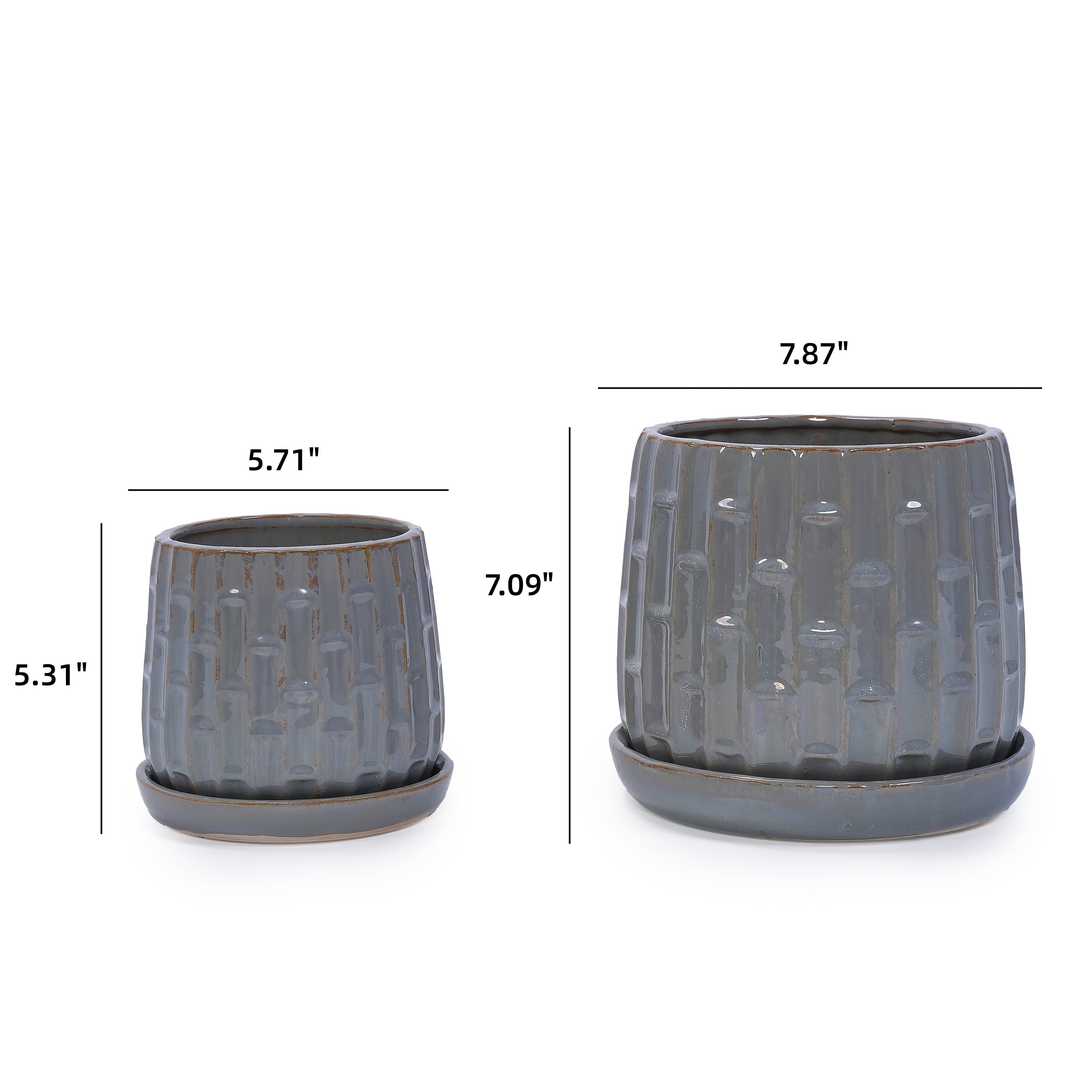 MAYEERTY 2 Pack Ceramic Plant Pots, 7" Planter for Indoor Outdoor Patio, Garden, Grey