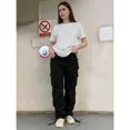 thumbnail image 2 of Women's High Waisted Cargo Pants - Baggy Y2K Wide Leg Pants with Pockets, Warm Thermal Streetwear for Winter Christmas New Year Outfits, 2 of 6