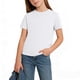 thumbnail image 4 of Blusas y camisas de manga corta con cuello redondo, color liso, para niños, camisetas de manga corta con cuello redondo, tallas medianas y grandes, top informal y cómodo, top de poliéster para niña, 4 of 7