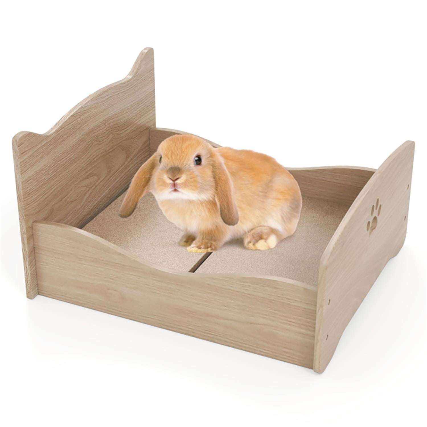 Kadyn 21" Elevated Pet Bed Frame with Rails and Cute Headboards for Indoor Small Pets Such As Puppies Cats Rabbits and Guinea Pigs, Beige