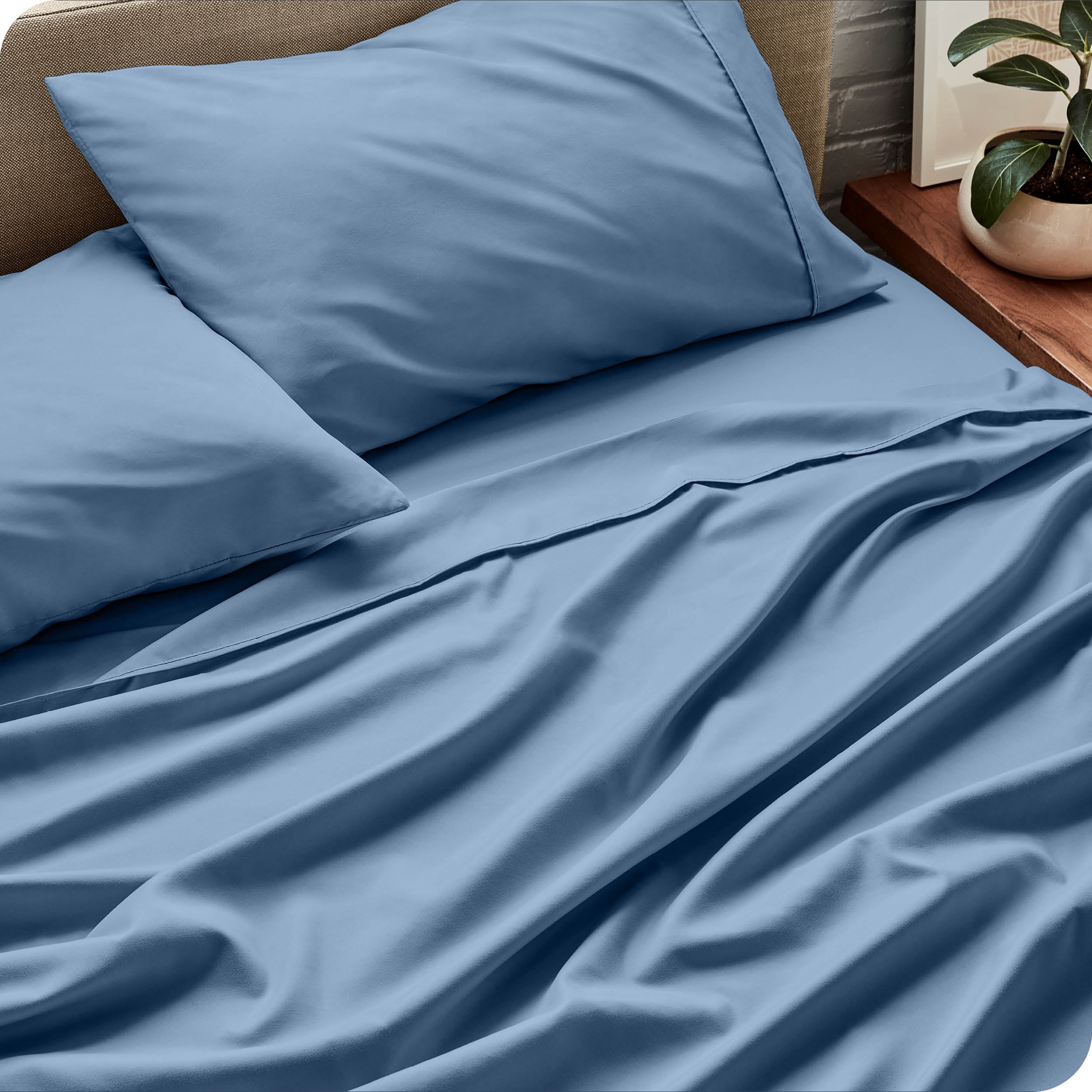 Bare Home Coronet Blue Microfiber Sheet Set, Wrinkle Resistant, Deep Pocket, Twin XL