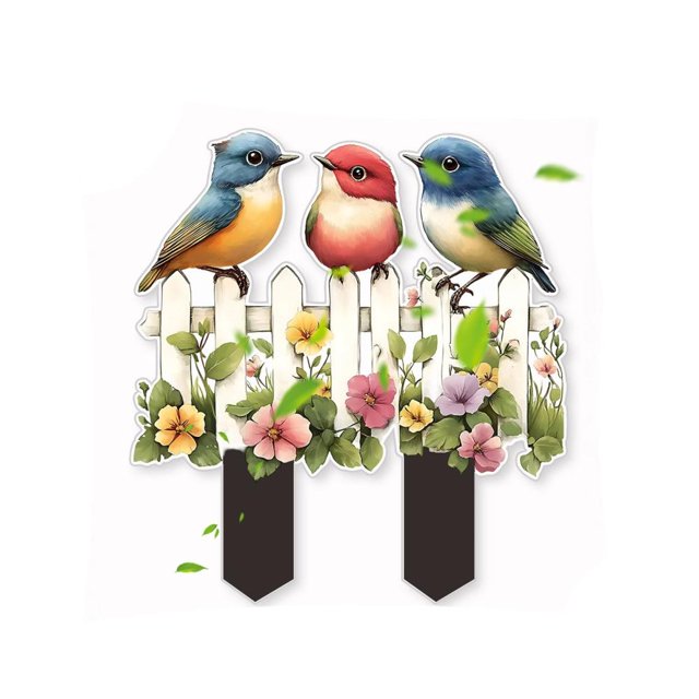 Feltree 2D Bird Perch Garden Stake, Weather-Resistant Flat Design Outdoor Decoration for Lawn, Patio & Courtyard Scenes