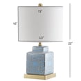 thumbnail image 5 of JONATHAN Y Catherine 22" Modern Transitional Ceramic/Metal Square Ginger Jar LED Table Lamp, Blue/White, JYL3044A, 5 of 7