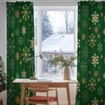 thumbnail image 3 of Christmas Snowflakes Sheer Curtains 84 Inches Long, Winter Xmas Geometric Green Light Filtering Window Curtains for Living Room/Bedroom, Rod Pocket Voile Sheer Curtain Drapes, 52"W x 84"L, 2 Panels, 3 of 9