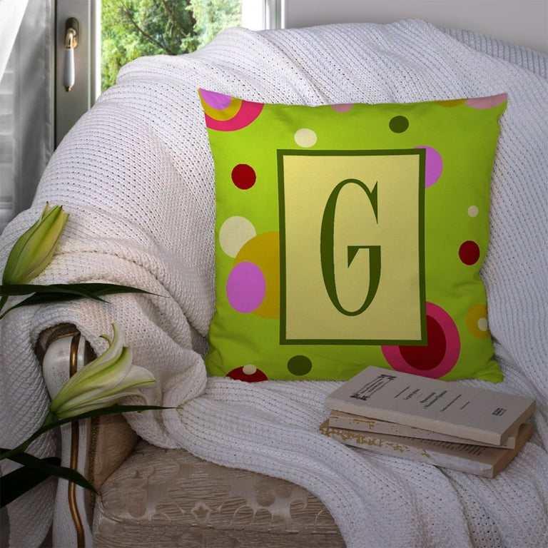 Caroline's Treasures Letter G Initial Monogram - Green Decorative Canvas Fabric Pillow Cj1010-gpw1414