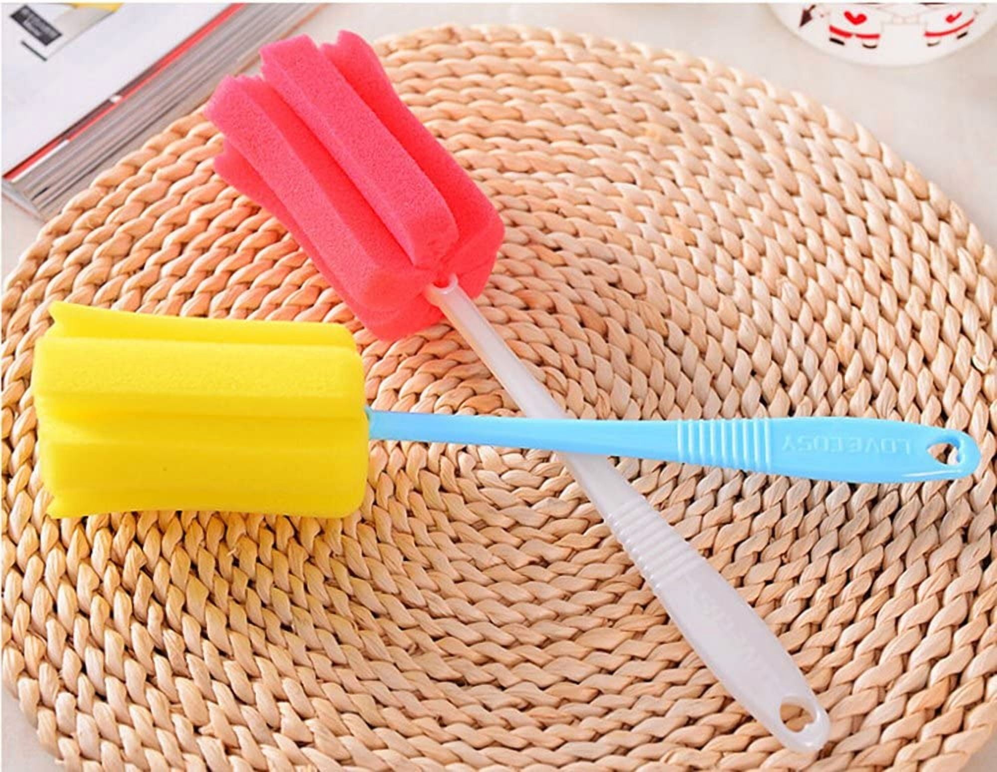 ABPETE 10-Pack Multi-Use Sponge Cleaning Brushes ,Flexible Bottle & Thermos Cleaning Tools with Long Handles for Mugs, Tumblers & Hard-to-Reach Areas