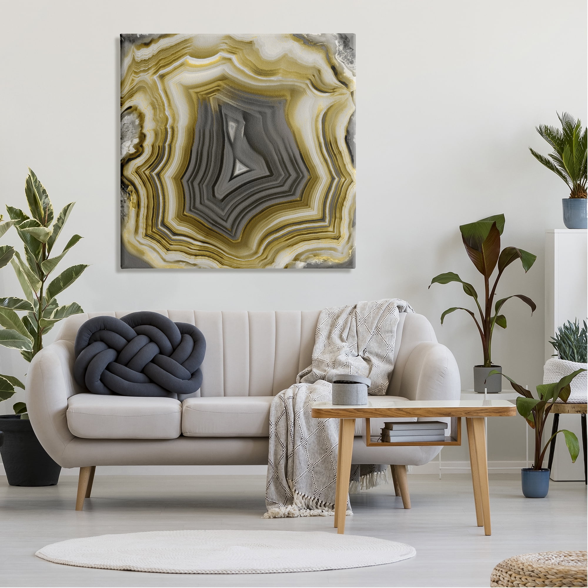 Stupell Agate Gold & Grey Crystal Abstract Painting Gallery Wrapped Canvas Print Wall Art