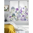 thumbnail image 3 of Watercolor Flowers Sheer Curtains 63 Inch Length 2 Panels for Living Room, Spring Floral Lavender Hydrangea Botanical Voile Kitchen Curtain Set, Luxury Privacy Drapes Window Treatment for Bedroom, 3 of 7