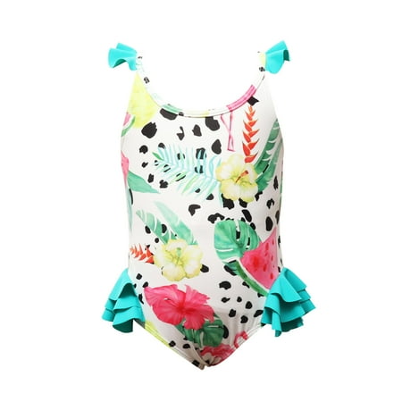 

CHGBMOK Summer Toddler Swimsuit Baby Kids Girls Ruffles Watermelon Printed One-Piece Swimsuit Swimwear
