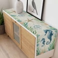 thumbnail image 4 of Seahorse Coastal Table Runner - 48 Inch Long, Kitchen Dining Table Runner Dresser Scarves, Vintage Nautical Ocean Starfish Compass Farmhouse Decor for Coffee Tables Wedding Party Banquet, 4 of 8