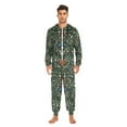 thumbnail image 3 of FORMRS Onesies Pajama for Adults Unisex Hoodie Winter Jumpsuit One Piece Sleepwear, Sizes S-2XL, Green Flowers Pattern, 3 of 7