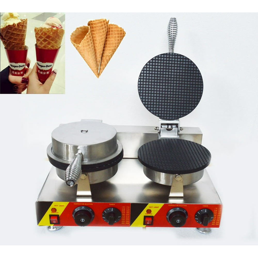 INTBUYING Electric Ice Cream Cone Maker Machine Double Station Baker