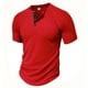 thumbnail image 1 of pstuiky Mangas cortas para hombre, Blusas versátiles de manga corta raglán con cuello redondo y botones de color liso para hombre camisas casuales para hombre s, 1 of 3