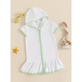 thumbnail image 6 of BemeyourBBs Toddler Terry Cloth Swim Cover Up Baby Boy Girl Swimsuit Wraps Short Sleeve Zipper Hooded Coverup Dress Towel Beach Bathing Suit Swimwear, 6 of 9