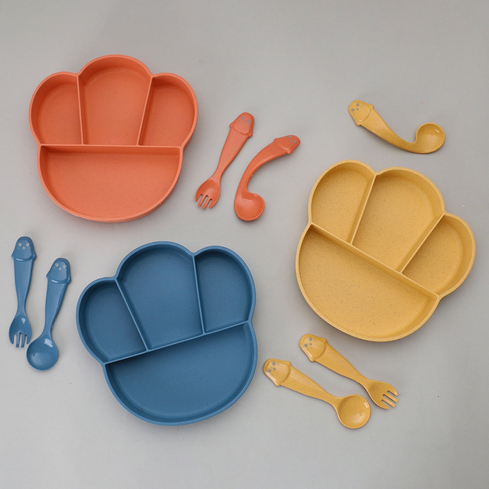 Dream Lifestyle Baby Bowls, Plastic Kids Plate with Spoon and Fork for