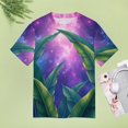 thumbnail image 5 of Palm Print T-Shirt O Neck Retro Print Big Size T-Shirts Short Sleeve Tees Womens Pretty Design, 5 of 5