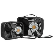 Dekaim 2 bolsas de almacenamiento de maquillaje, bolsa de cosmticos de viaje transparente de PVC, estuche de maquillaje porttil(Negro)