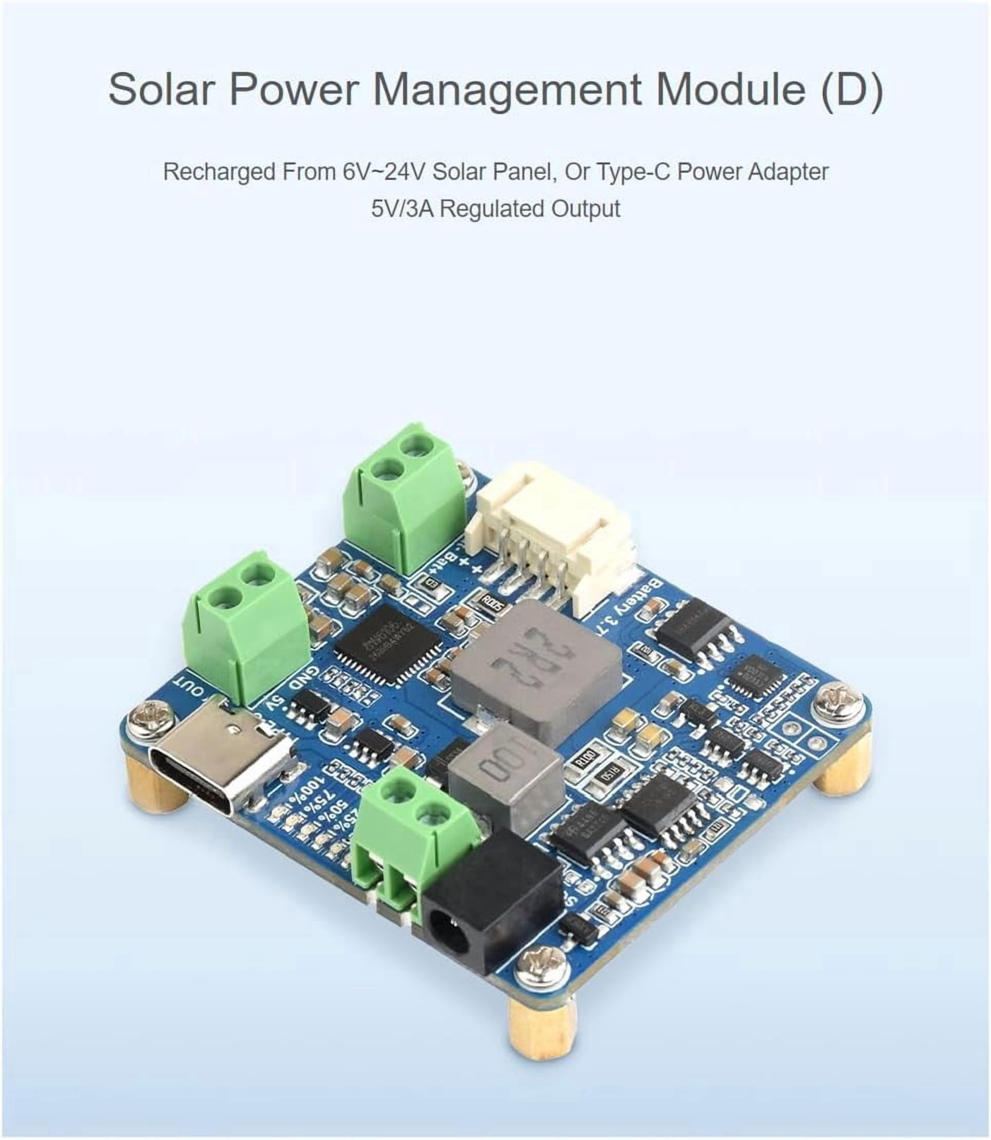 Solar Power Management Module (D) for 6V~24V Solar Panel and Type-C Power Adapter,Suitable for Solar-Powered Control System for MCUs/Development Boards /Jetson Nano/Arduino