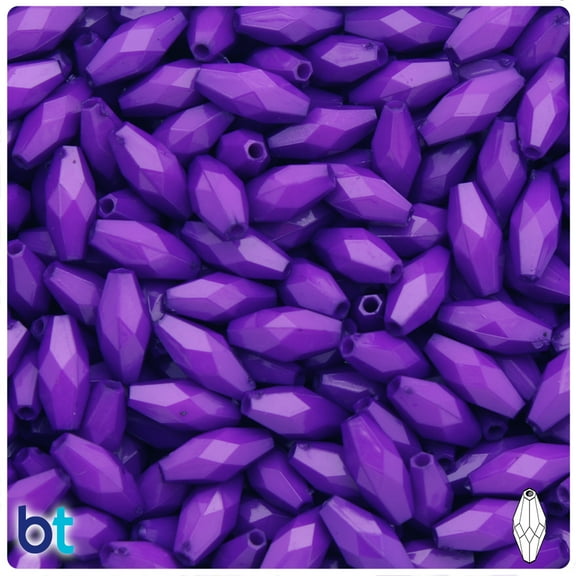 BeadTin Dark Purple Opaque 15mm Faceted Bicone Acrylic Beads (200pcs)