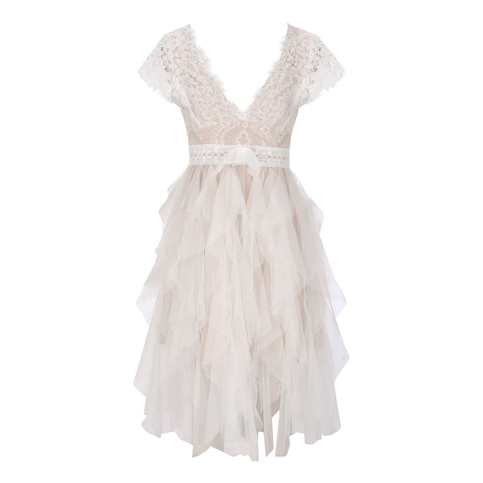 symoid Juniors Dresses- Summer Solid Lace Flowers Embroidery