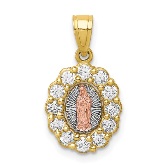 Finest Gold 10K Two-Tone with White Rhodium CZ Guadalupe Pendant