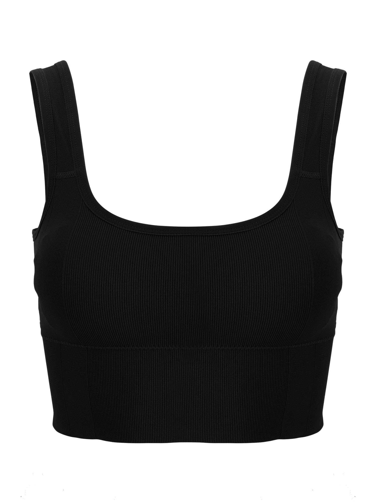 BadPiggies Women's Comfy Cami Bra Crop Top Wirefree Seamless Yoga Bralette, Removable Cup, (S/m, Black)