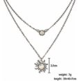 thumbnail image 4 of Double Chains Moon and Sun Layered Choker Necklace Sunflower Opal Pendant Necklace Gift for Women, 4 of 4