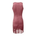 thumbnail image 3 of ZOELNIC Women's Western Cowgirl Dress - Vintage V-Neck Sleeveless Fringe Dress with Front Buttons for Country Style Wear, L, 3 of 4