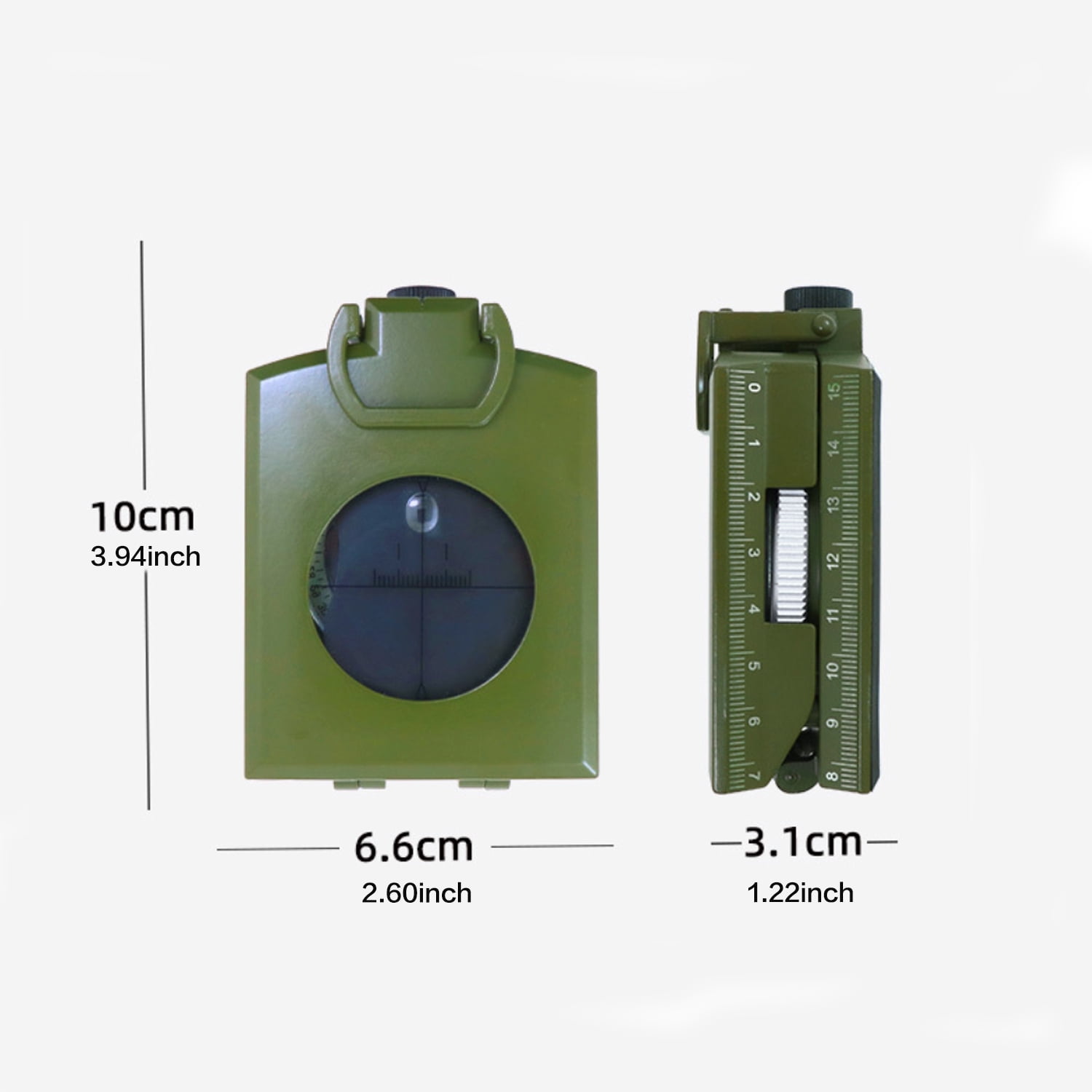 2 Pack，Army green，Camping Survival Compass Glow in The Dark Military Compass Survival Gearfor for Hiking, Camping,Backpacking, Outdoor Activities，K4074
