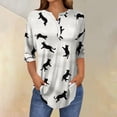 thumbnail image 2 of Yuanlook Womens 3/4 Sleeve Tops,Summer Trendy T Shirt Casual Loose V Neck Button Blouse Tees - Beige - XXL, 2 of 5