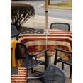 thumbnail image 6 of Square Outdoor Tablecloth with Umbrella Hole American Flag Outside Table Cloth Waterproof Patio Table Cover Retro USA Flag Blue Red Vintage Wooden Zipper Tablecloths for Picnic Camping 54x54 Inch, 6 of 8
