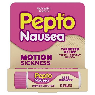 Pepto Bismol Nausea Tablets for Motion Sickness & Nausea Relief, 10 Count