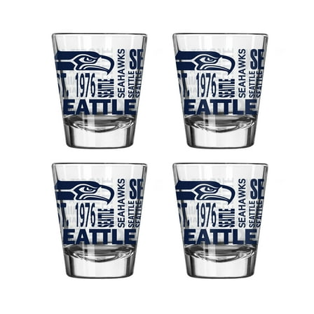 Logo Brands Seattle Seahawks 4-Pack 2oz. Shot Glass Set