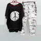 thumbnail image 2 of Conjunto de camiseta y pantalones con cuello redondo y media manga para mujer Wmkox8yi  bvn1463, 2 of 6