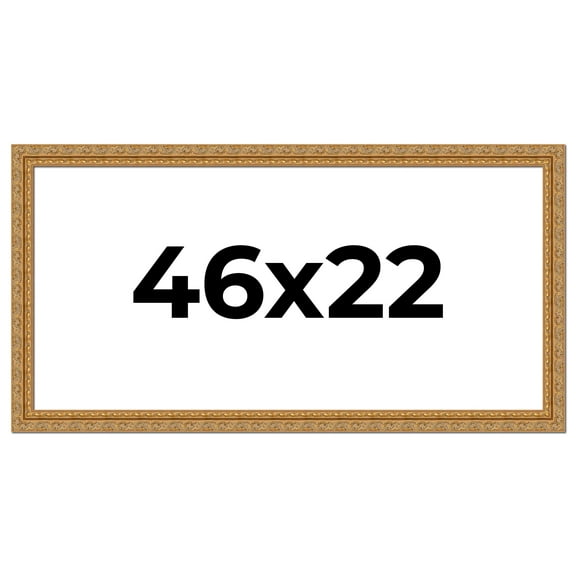 46x22 Frame Gold Ornate Solid Wood Picture Frame | 2 Inch Moulding Width | Firman Traditional Photo