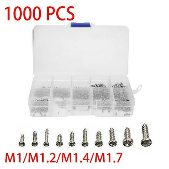 1000Pcs Mini Screw Kit M1 M1.2 M1.4 M1.7 Phillipspan Head Screws