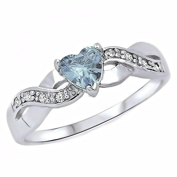 Trustmark Jewelers Palesa 0.6ct Heartcut Aquamarine Ice CZ