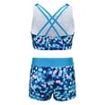 thumbnail image 4 of DPOIS Kids Girls Tankini 2 Pieces Swimsuit Crisscross Back Bra Top with Boyshorts A Blue 6, 4 of 7
