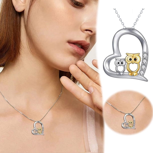Collar con colgante de búho Diseño para mujer Dibujo animado Tarjeta Regalo para niños