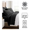 thumbnail image 6 of 7-Piece Deep Pocket Split King Sheet Set, 21-Inch King Split Sheets for Adjustable Bed, Premium Bedding, Microfiber Bedding, Black Pillow Cases Set of 4, Black Sheets, 6 of 8