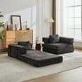 thumbnail image 4 of Miniyam Convertible Chenille Sofa Bed Couch, Modular Folding Floor Sleeper with Armrests, Space Saving Design for Living Room, Black, 4 of 8