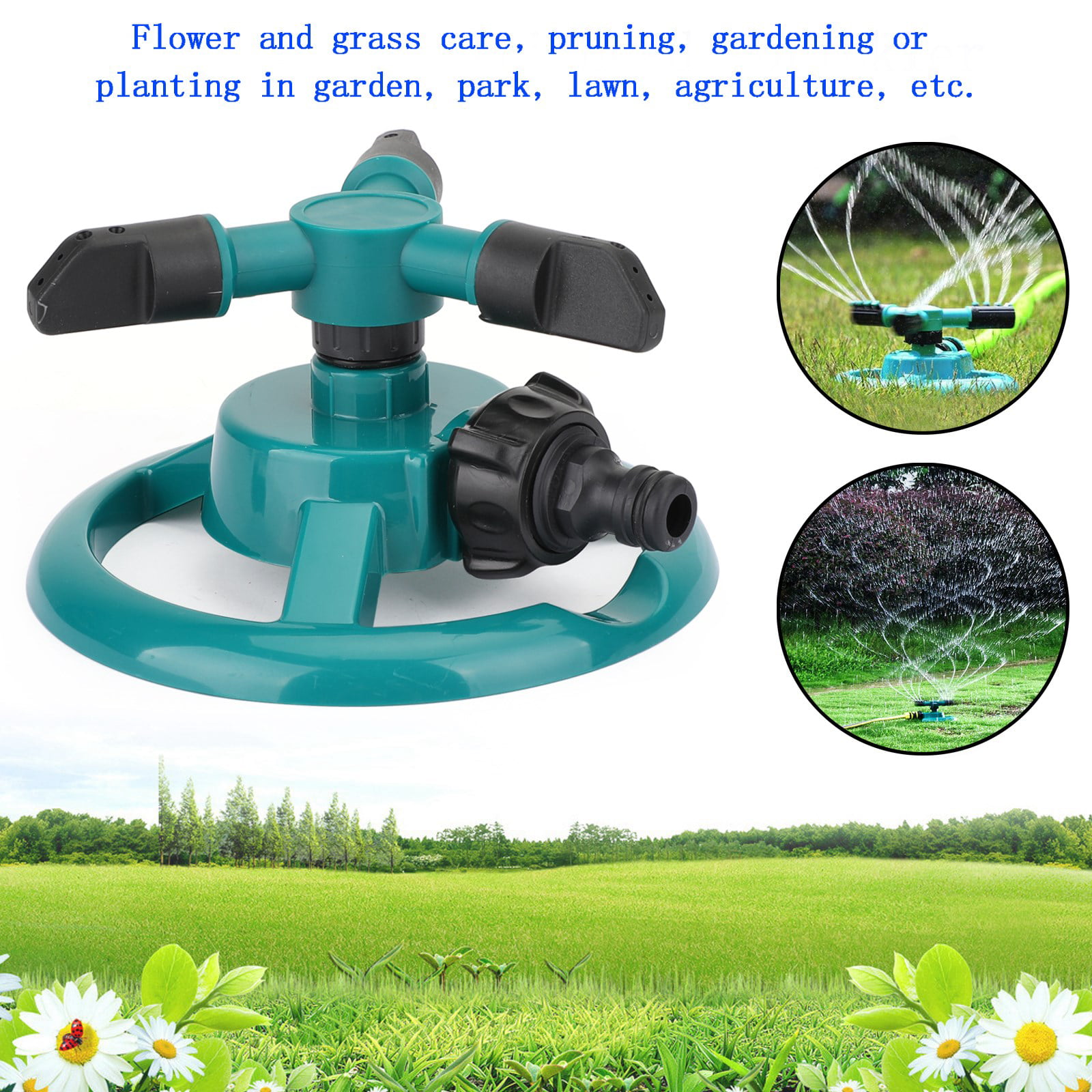 360° Garden Sprinkler Rotating Impulse Lawn Grass Watering System Hose Sprayers 