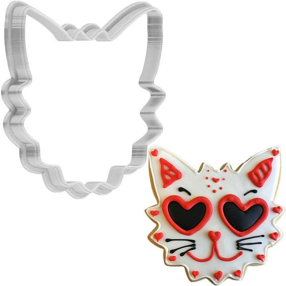 Valentines Day Cat with Heart Eyes Cookie Cutter 4 Inch Made in USA by WONDERTORY