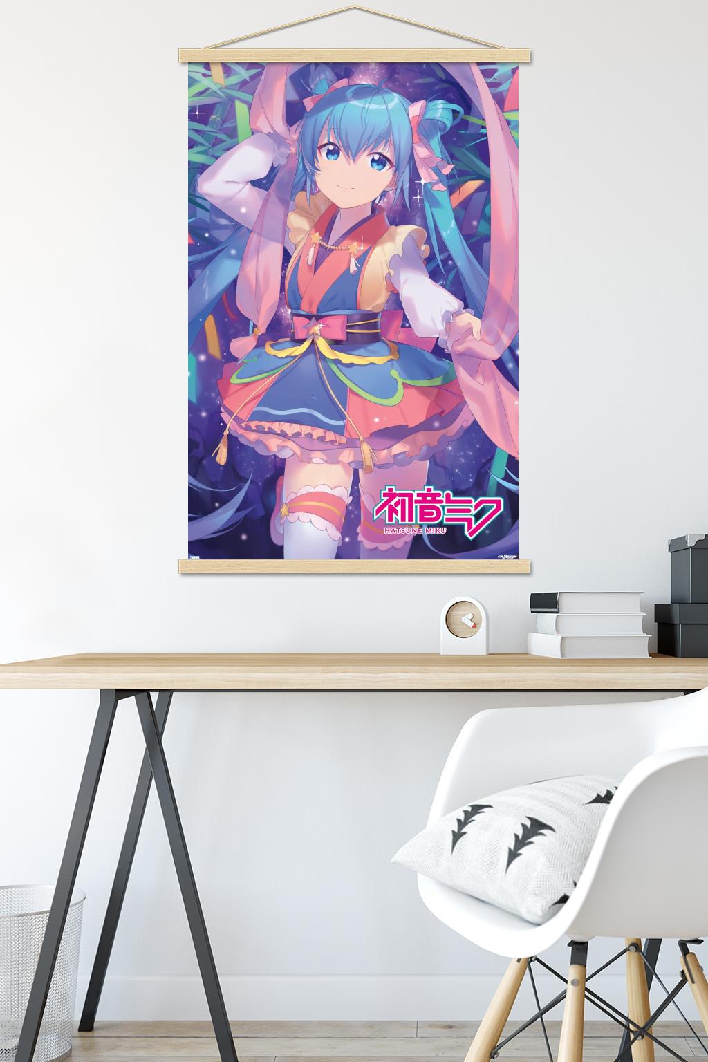 Hatsune Miku - Ribbons Wall Poster with Magnetic Frame, 22.375" x 34"