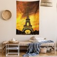 thumbnail image 2 of Eiffel Tower Tapestry, Paris Love City Monument In Dramatic Sunrise Picture of French Landmark, Wall Hanging for Bedroom Living Room Dorm Decor, 60W X 80L Inches, Yellow Brown, by Ambesonne, 2 of 5