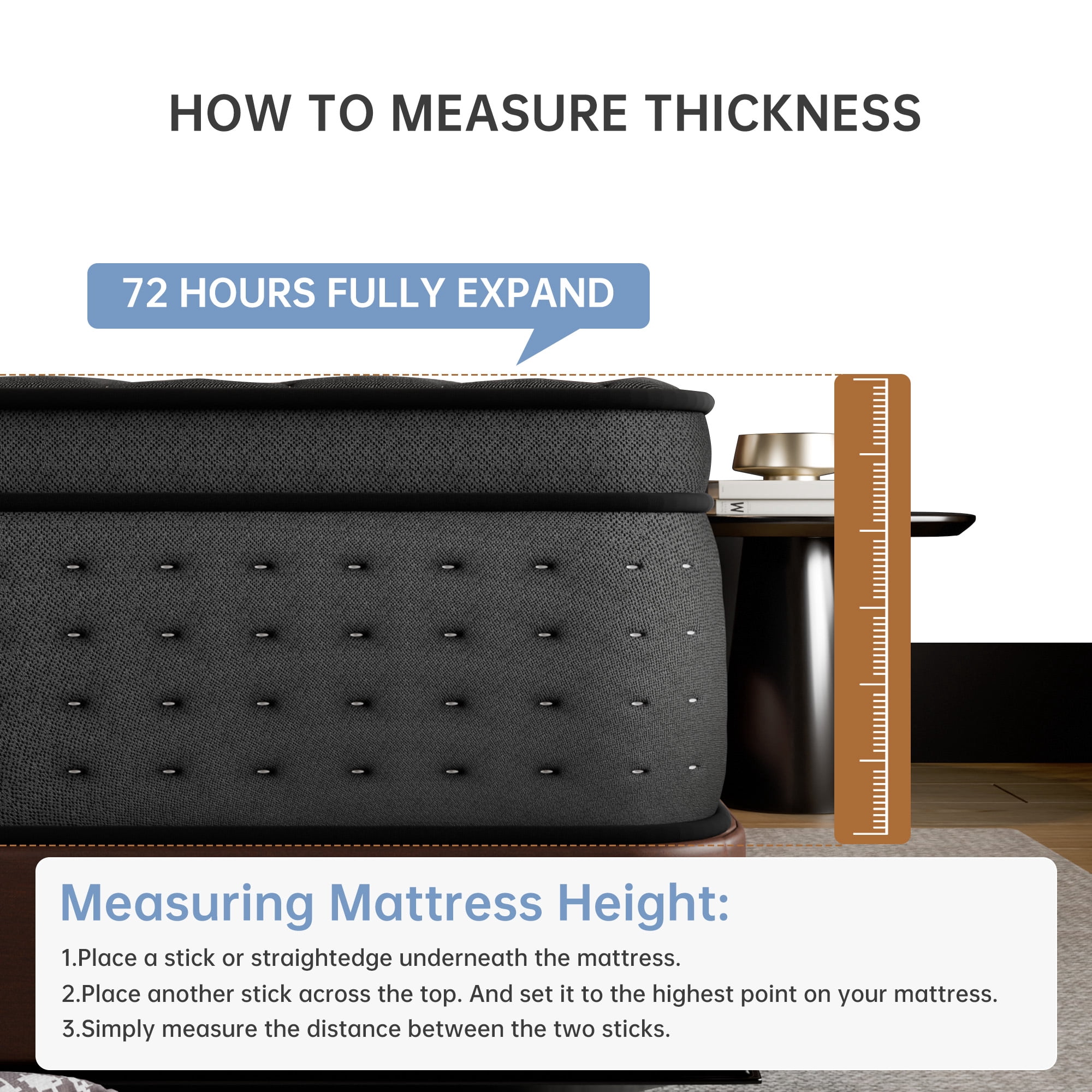 YINIX 12 inch Medium Firm Hybrid Mattress with Gel Menory Foam in a Box for Adult,Queen