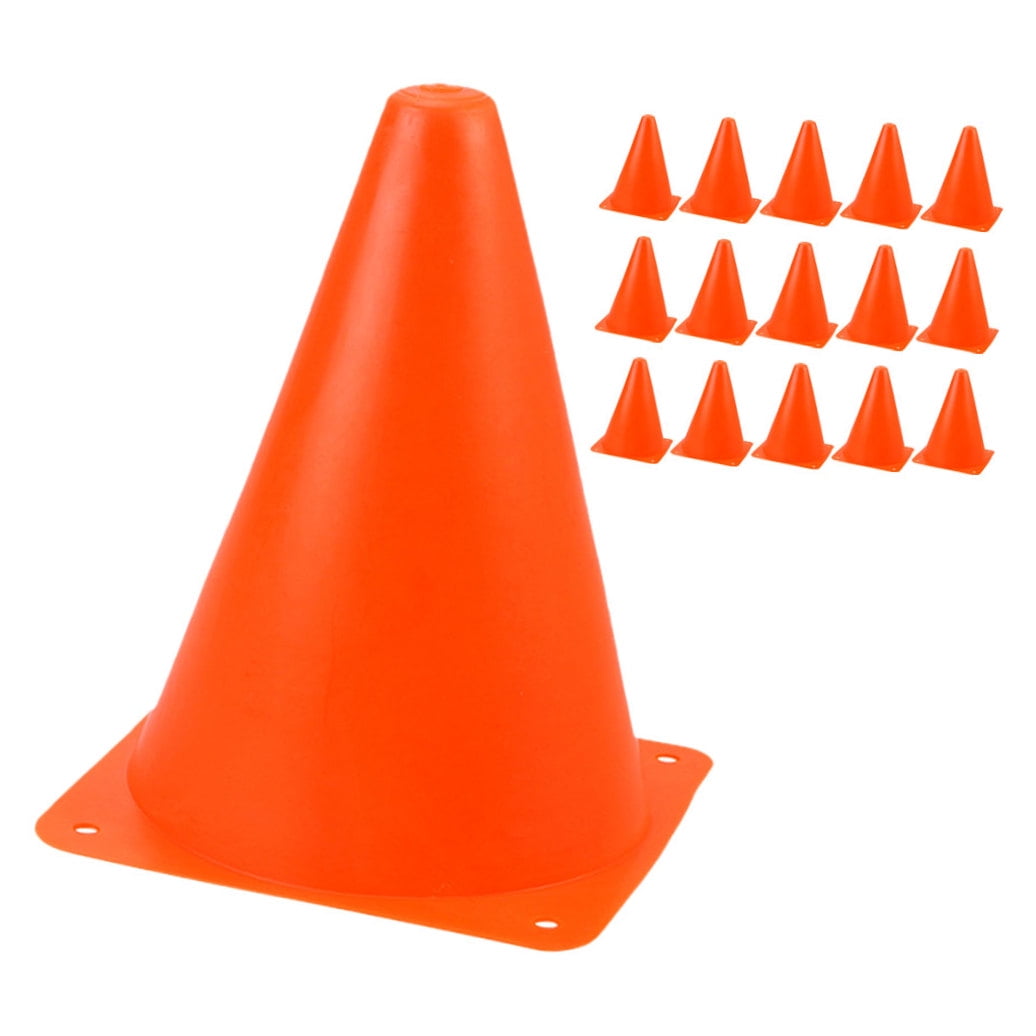 ETHZZLE 16Pcs Plastic Agility Cones Orange for Outdoor Sports Practice and Games