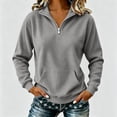 thumbnail image 2 of RongHuan Womens Quarter Zip Pullover Casual Long Sleeve Shirts Half Zip Sweatshirt Trendy Solid Corduroy Tops, 2 of 7